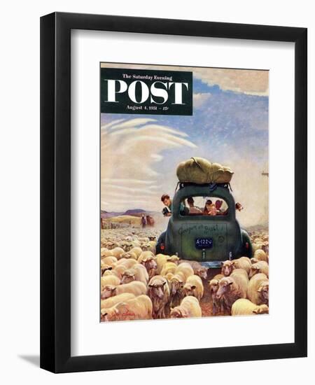 "Oregon or Bust" Saturday Evening Post Cover, August 4, 1951-John Clymer-Framed Giclee Print