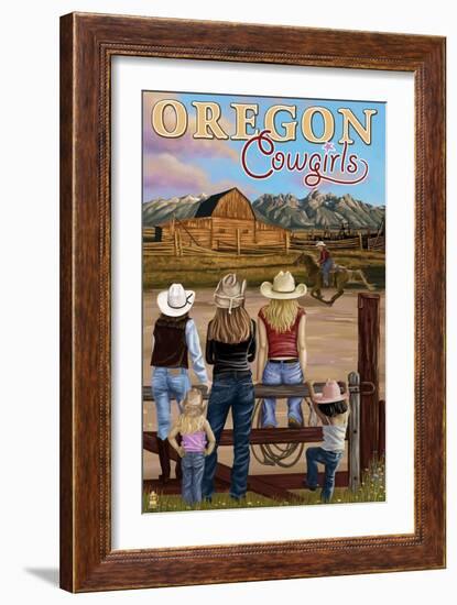 Oregon - Oregon Cowgirls-Lantern Press-Framed Art Print