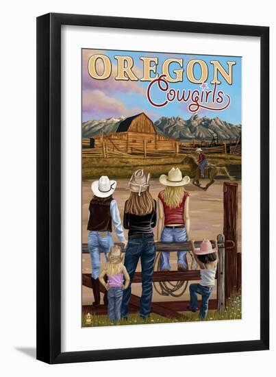 Oregon - Oregon Cowgirls-Lantern Press-Framed Art Print