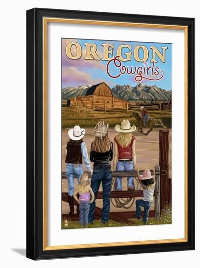 Oregon - Oregon Cowgirls-Lantern Press-Framed Art Print