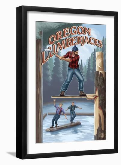 Oregon, Oregon Lumberjacks-Lantern Press-Framed Art Print