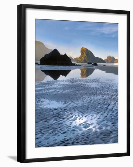 Oregon, Pistol River SP. Morning Light on Rocks at Meyers Beach-Steve Terrill-Framed Photographic Print