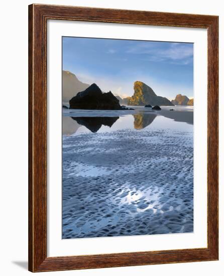 Oregon, Pistol River SP. Morning Light on Rocks at Meyers Beach-Steve Terrill-Framed Photographic Print