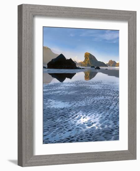 Oregon, Pistol River SP. Morning Light on Rocks at Meyers Beach-Steve Terrill-Framed Photographic Print