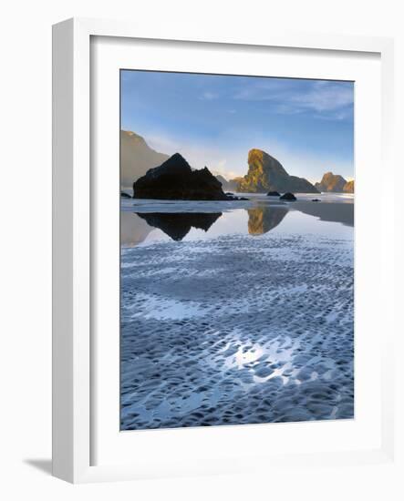 Oregon, Pistol River SP. Morning Light on Rocks at Meyers Beach-Steve Terrill-Framed Photographic Print