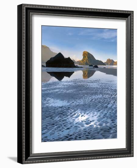 Oregon, Pistol River SP. Morning Light on Rocks at Meyers Beach-Steve Terrill-Framed Photographic Print