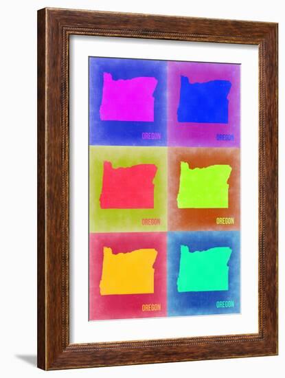 Oregon Pop Art Map 2-NaxArt-Framed Art Print