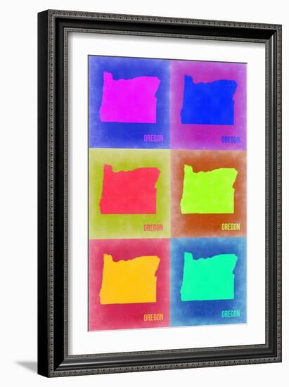 Oregon Pop Art Map 2-NaxArt-Framed Art Print