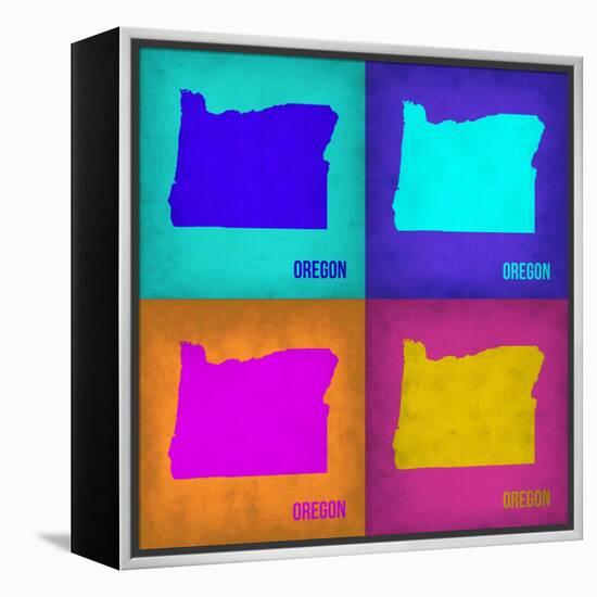 Oregon Pop Art Map1-NaxArt-Framed Stretched Canvas