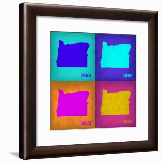 Oregon Pop Art Map1-NaxArt-Framed Premium Giclee Print