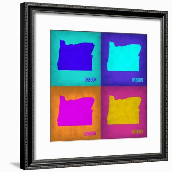 Oregon Pop Art Map1-NaxArt-Framed Premium Giclee Print