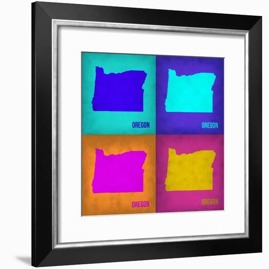 Oregon Pop Art Map1-NaxArt-Framed Premium Giclee Print