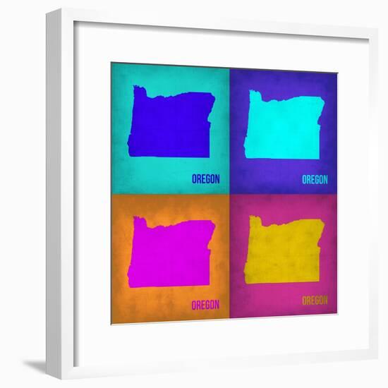 Oregon Pop Art Map1-NaxArt-Framed Premium Giclee Print