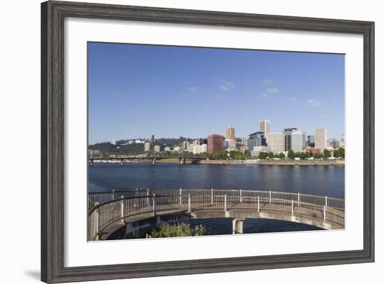 Oregon, Portland. Downtown from across the Willamette River-Brent Bergherm-Framed Photographic Print