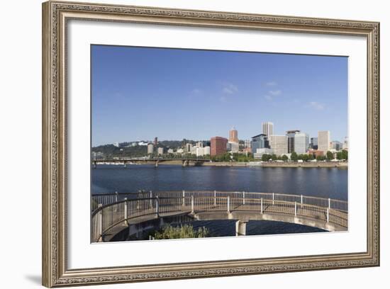 Oregon, Portland. Downtown from across the Willamette River-Brent Bergherm-Framed Photographic Print