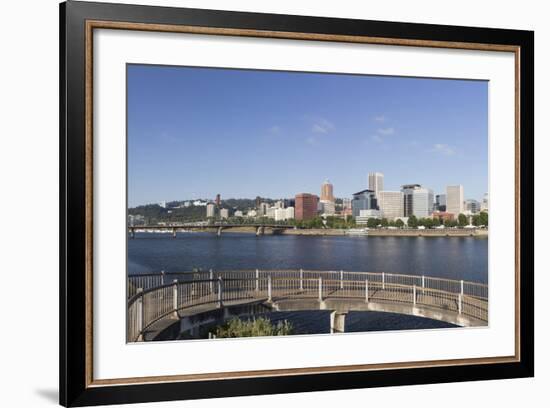 Oregon, Portland. Downtown from across the Willamette River-Brent Bergherm-Framed Photographic Print