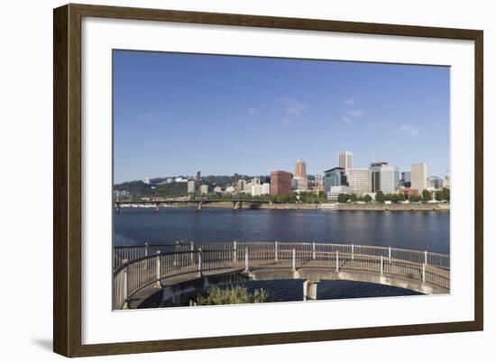 Oregon, Portland. Downtown from across the Willamette River-Brent Bergherm-Framed Photographic Print