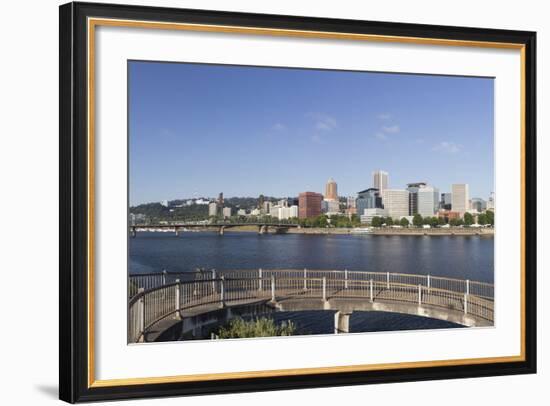 Oregon, Portland. Downtown from across the Willamette River-Brent Bergherm-Framed Photographic Print