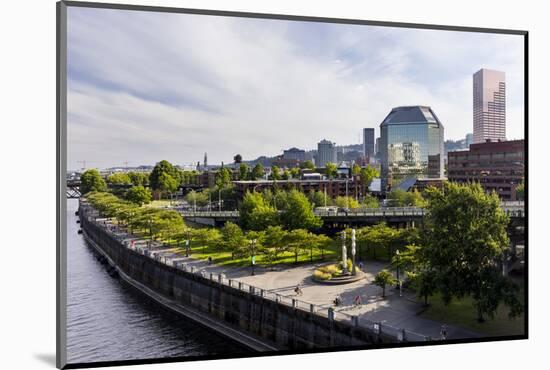 Oregon, Portland. Downtown with Waterfront Park from the Steel Bridge-Brent Bergherm-Mounted Photographic Print