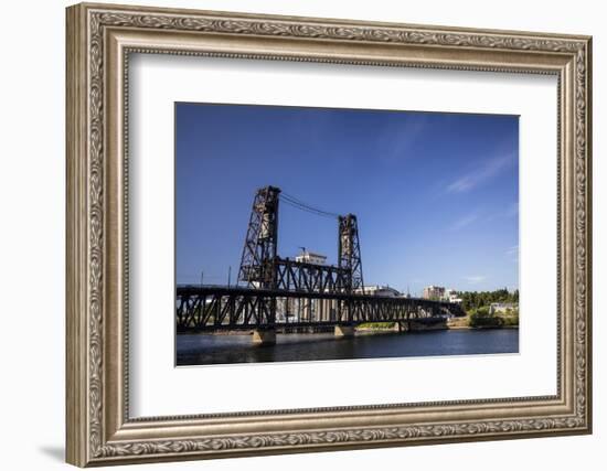 Oregon, Portland. Steel Bridge Spans the Willamette River-Brent Bergherm-Framed Photographic Print