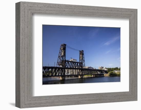 Oregon, Portland. Steel Bridge Spans the Willamette River-Brent Bergherm-Framed Photographic Print