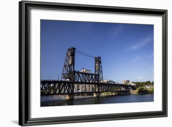 Oregon, Portland. Steel Bridge Spans the Willamette River-Brent Bergherm-Framed Photographic Print