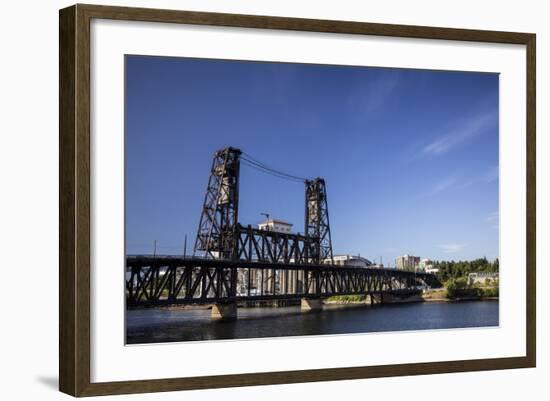 Oregon, Portland. Steel Bridge Spans the Willamette River-Brent Bergherm-Framed Photographic Print