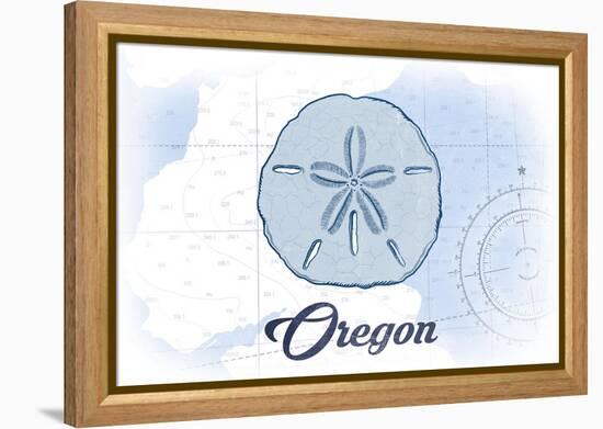 Oregon - Sand Dollar - Blue - Coastal Icon-Lantern Press-Framed Stretched Canvas