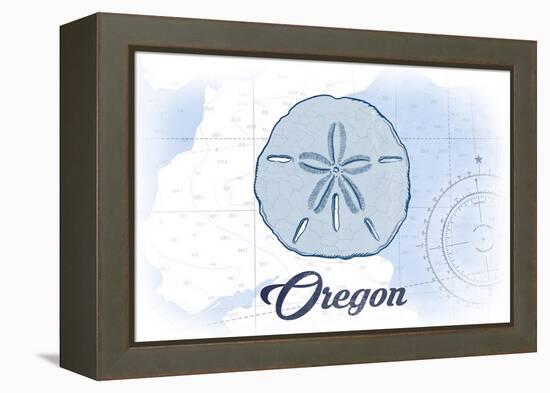 Oregon - Sand Dollar - Blue - Coastal Icon-Lantern Press-Framed Stretched Canvas