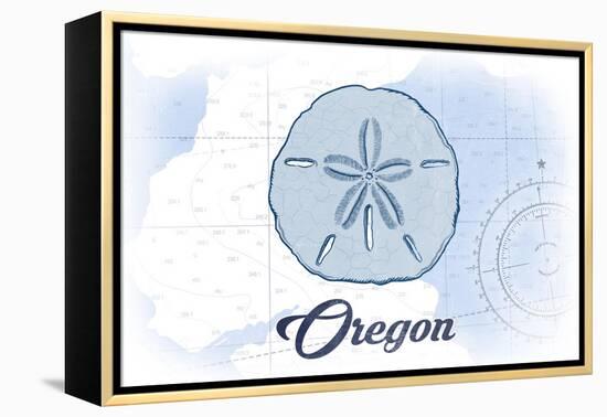 Oregon - Sand Dollar - Blue - Coastal Icon-Lantern Press-Framed Stretched Canvas