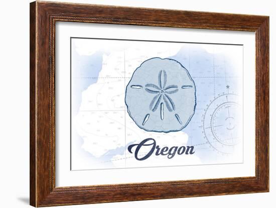 Oregon - Sand Dollar - Blue - Coastal Icon-Lantern Press-Framed Art Print