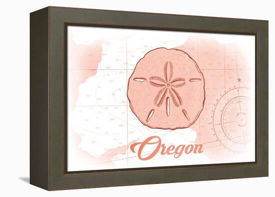 Oregon - Sand Dollar - Coral - Coastal Icon-Lantern Press-Framed Stretched Canvas