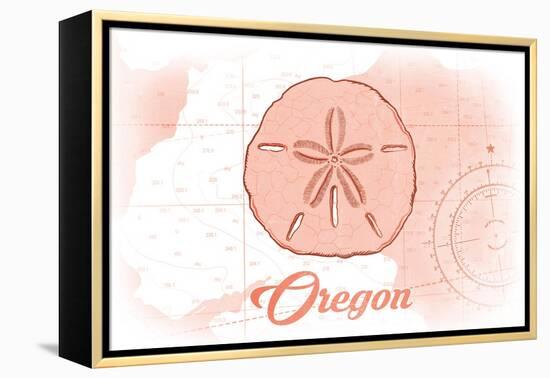 Oregon - Sand Dollar - Coral - Coastal Icon-Lantern Press-Framed Stretched Canvas