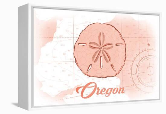 Oregon - Sand Dollar - Coral - Coastal Icon-Lantern Press-Framed Stretched Canvas