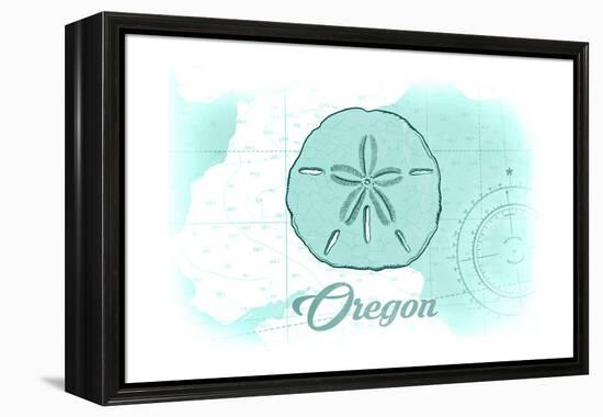 Oregon - Sand Dollar - Teal - Coastal Icon-Lantern Press-Framed Stretched Canvas