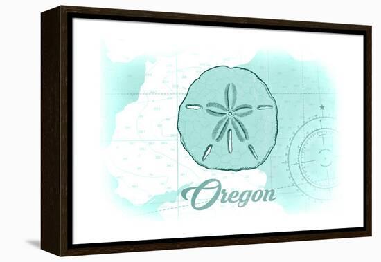 Oregon - Sand Dollar - Teal - Coastal Icon-Lantern Press-Framed Stretched Canvas