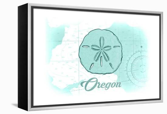 Oregon - Sand Dollar - Teal - Coastal Icon-Lantern Press-Framed Stretched Canvas