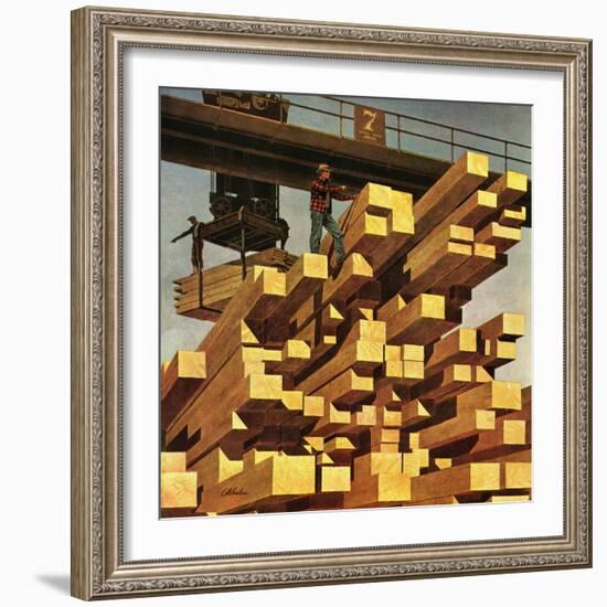 "Oregon Sawmill & Lumberyard," April 10, 1948-John Atherton-Framed Giclee Print