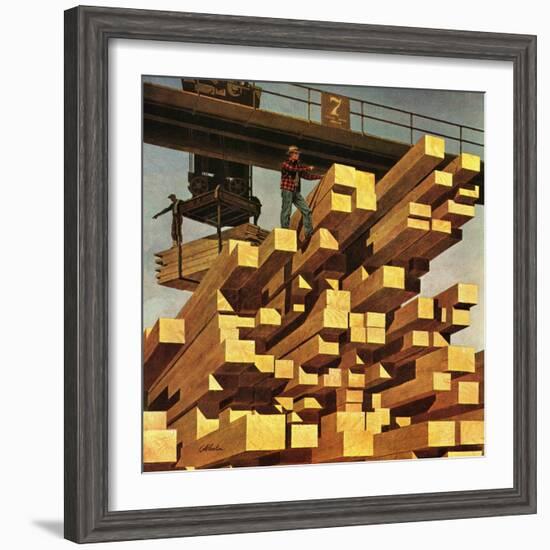 "Oregon Sawmill & Lumberyard," April 10, 1948-John Atherton-Framed Giclee Print