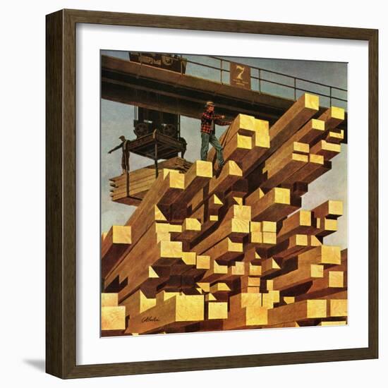 "Oregon Sawmill & Lumberyard," April 10, 1948-John Atherton-Framed Giclee Print