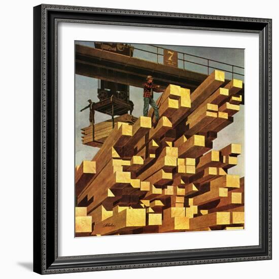 "Oregon Sawmill & Lumberyard," April 10, 1948-John Atherton-Framed Giclee Print