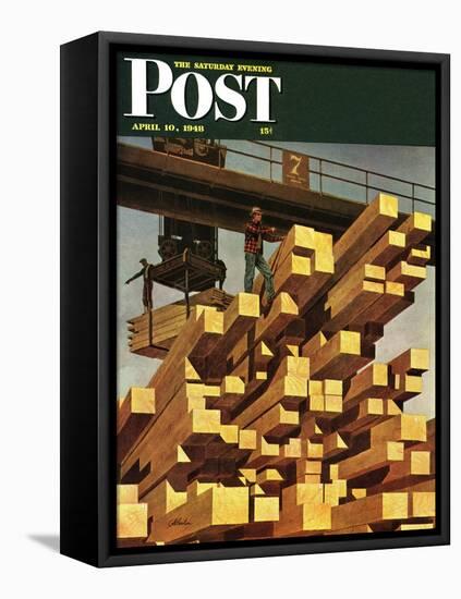 "Oregon Sawmill & Lumberyard," Saturday Evening Post Cover, April 10, 1948-John Atherton-Framed Premier Image Canvas