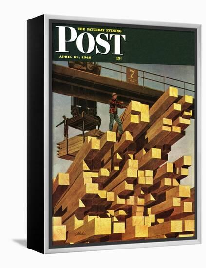 "Oregon Sawmill & Lumberyard," Saturday Evening Post Cover, April 10, 1948-John Atherton-Framed Premier Image Canvas