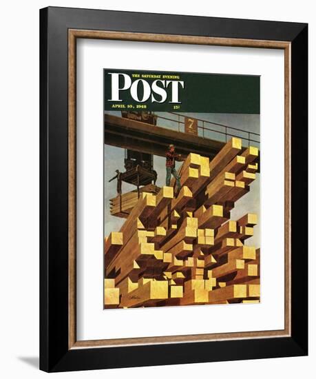 "Oregon Sawmill & Lumberyard," Saturday Evening Post Cover, April 10, 1948-John Atherton-Framed Giclee Print