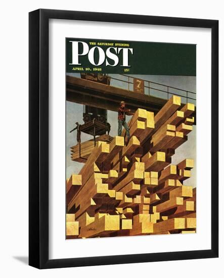 "Oregon Sawmill & Lumberyard," Saturday Evening Post Cover, April 10, 1948-John Atherton-Framed Giclee Print