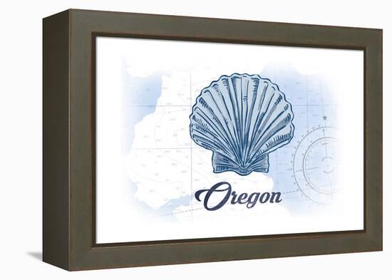 Oregon - Scallop Shell - Blue - Coastal Icon-Lantern Press-Framed Stretched Canvas