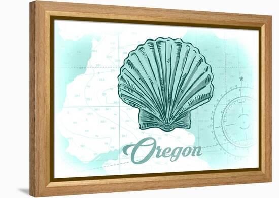 Oregon - Scallop Shell - Teal - Coastal Icon-Lantern Press-Framed Stretched Canvas