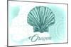 Oregon - Scallop Shell - Teal - Coastal Icon-Lantern Press-Mounted Art Print