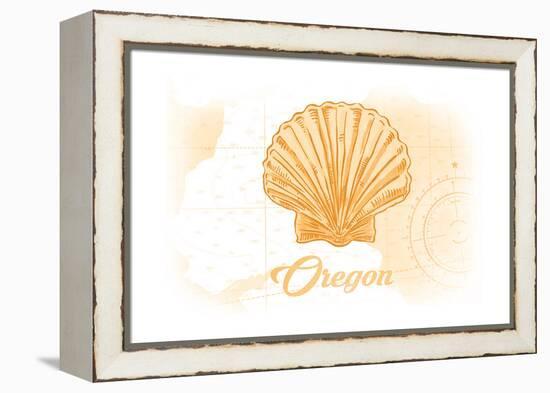 Oregon - Scallop Shell - Yellow - Coastal Icon-Lantern Press-Framed Stretched Canvas