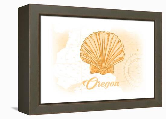 Oregon - Scallop Shell - Yellow - Coastal Icon-Lantern Press-Framed Stretched Canvas